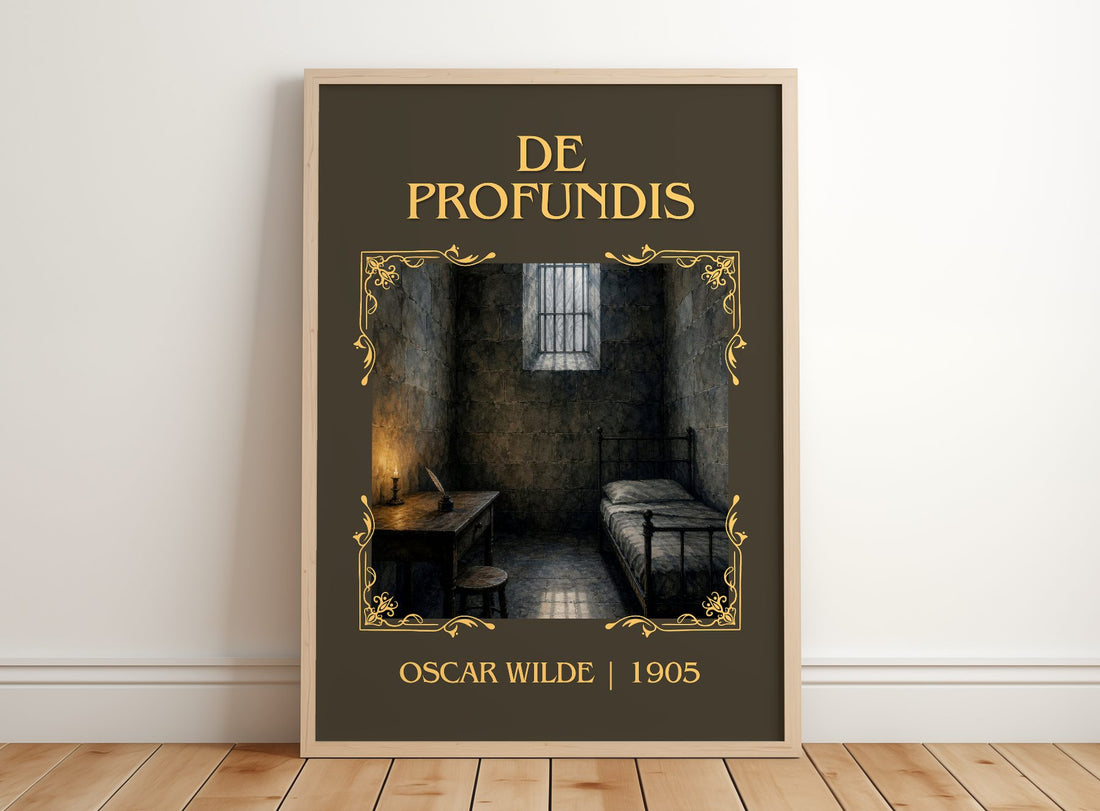 De Profundis Classic Book Art Print by Oscar Wilde – framed print leaning on a wooden floor