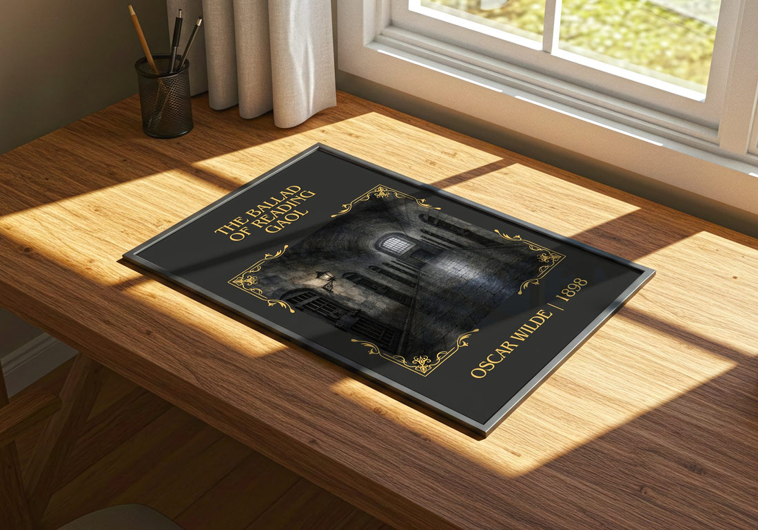 The Ballad Of Reading Gaol Classic Book Art Print by Oscar Wilde – print on a sunlit desk