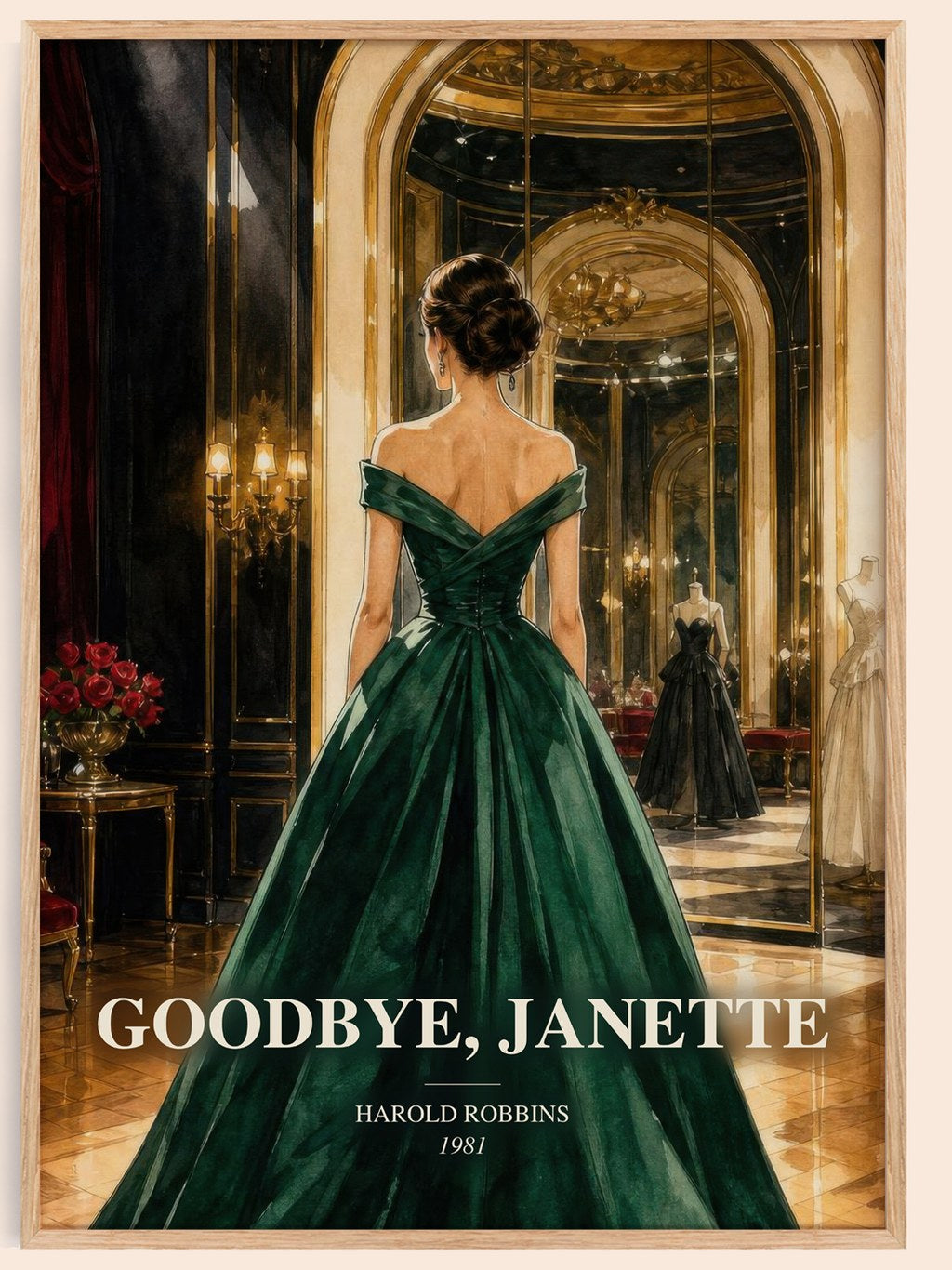 Goodbye, Janette watercolour book poster by Harold Robbins – framed literary art print