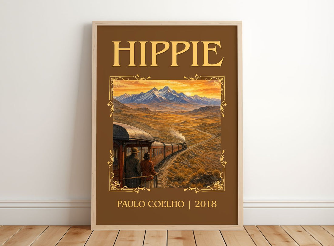 Hippie Classic Book Art Print by Paulo Coelho – framed print leaning on a wooden floor