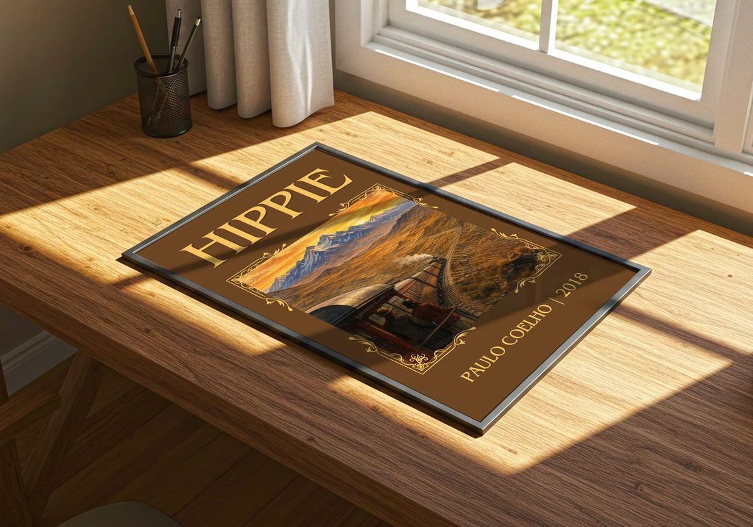 Hippie Classic Book Art Print by Paulo Coelho – print on a sunlit desk