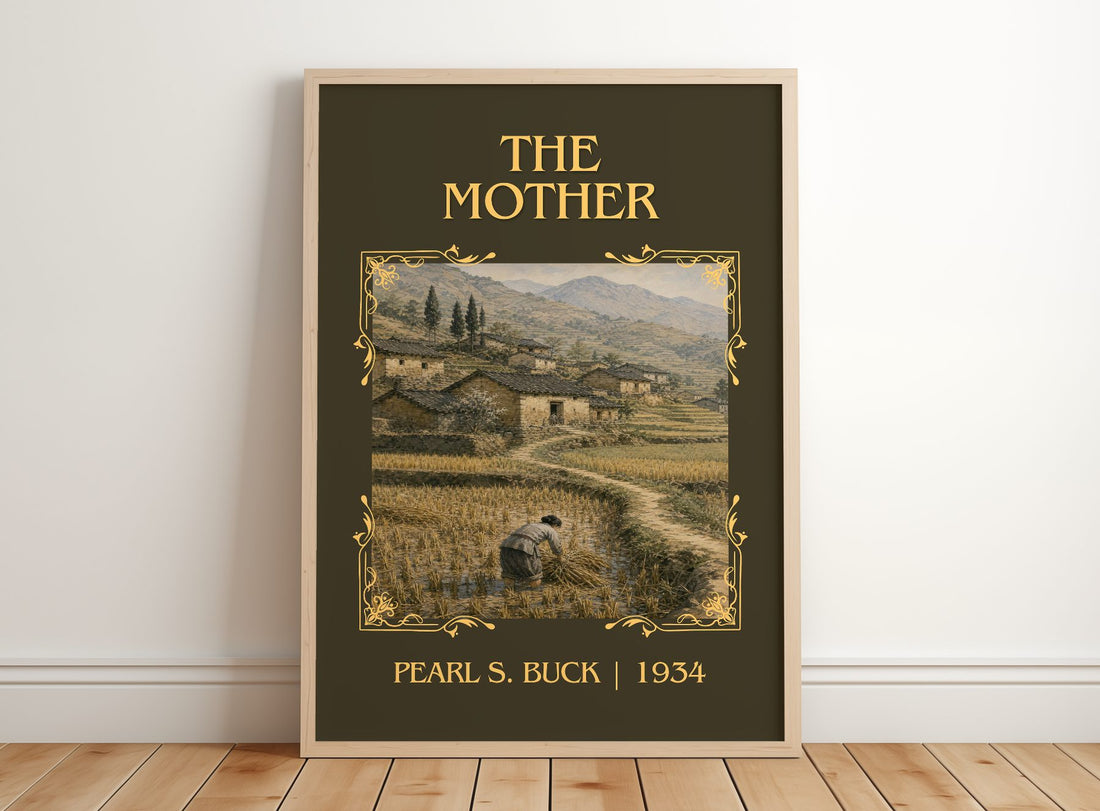 The Mother Classic Book Art Print by Pearl S. Buck – framed print leaning on a wooden floor