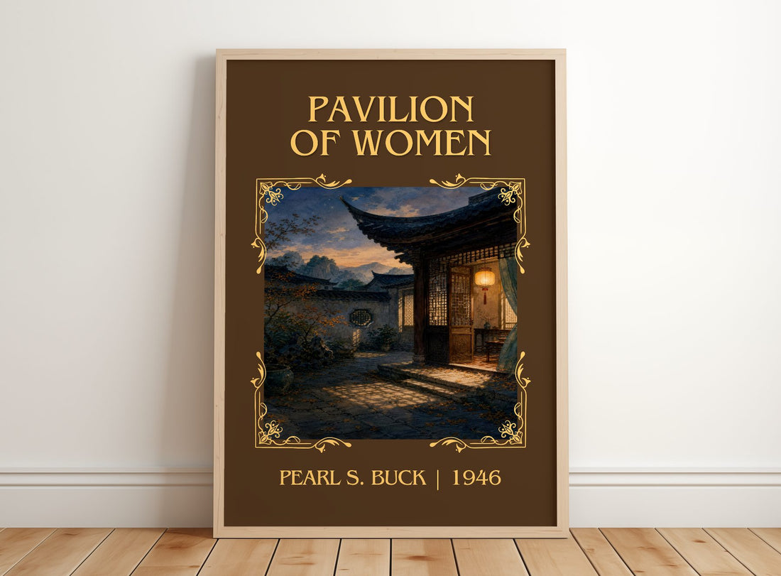 Pavilion Of Women Classic Book Art Print by Pearl S. Buck – framed print leaning on a wooden floor