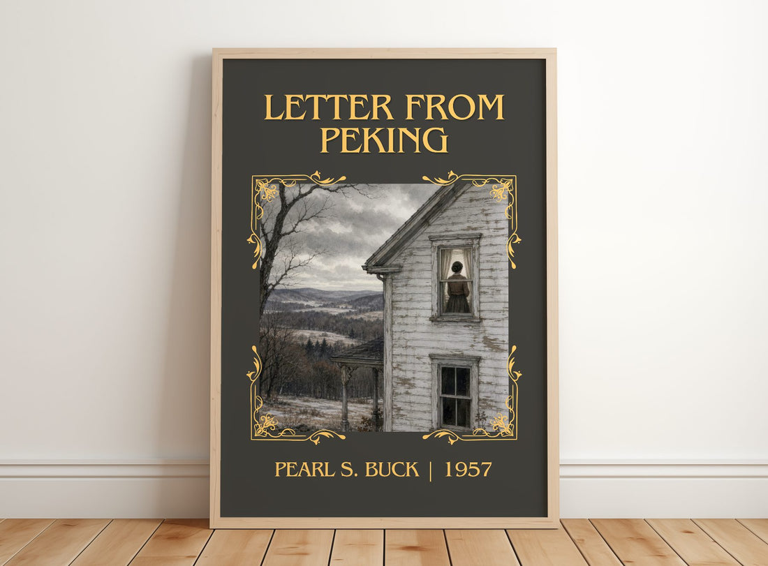 Letter From Peking Classic Book Art Print by Pearl S. Buck – framed print leaning on a wooden floor