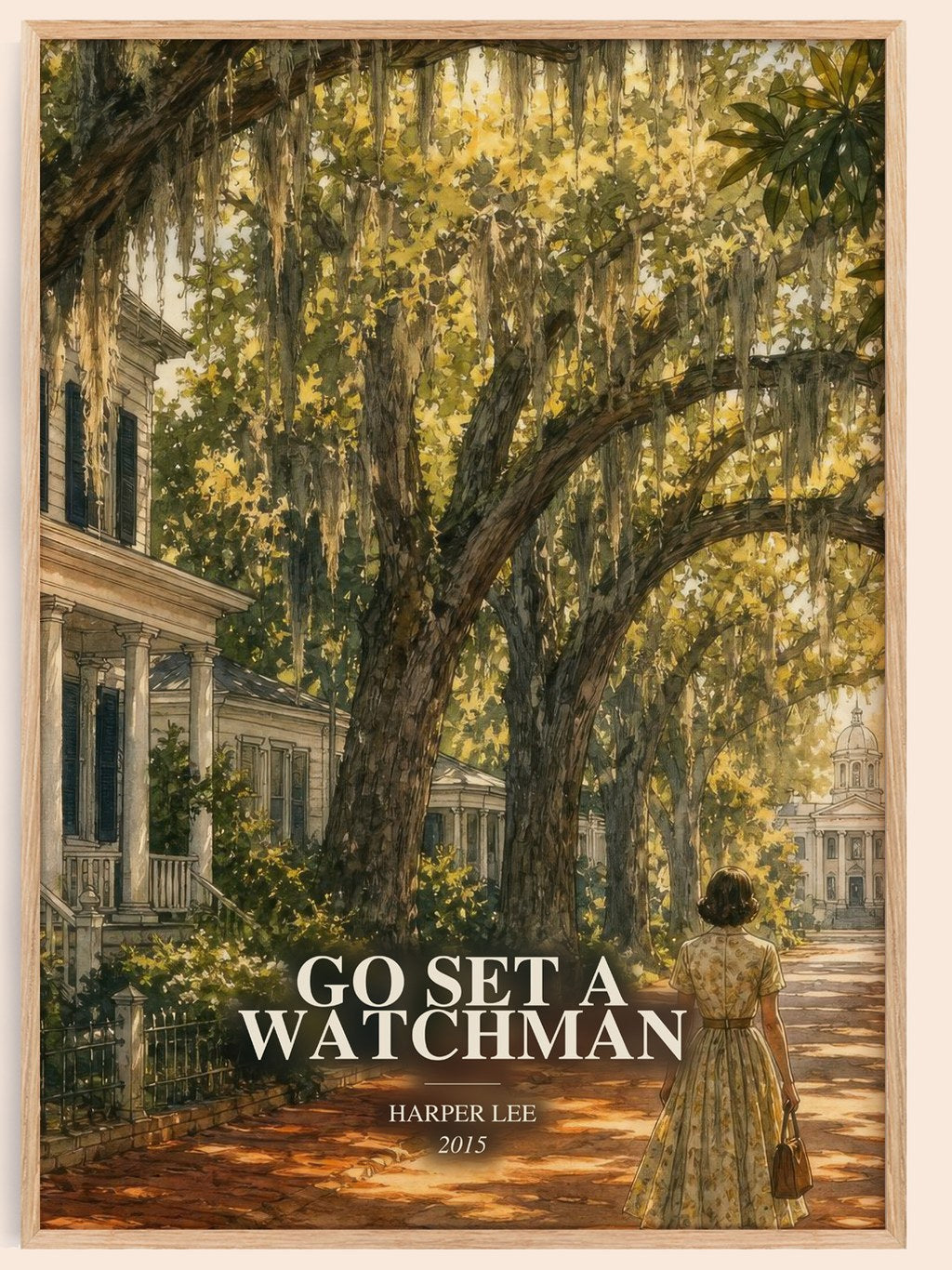 Go Set A Watchman watercolour book poster by Harper Lee – framed literary art print