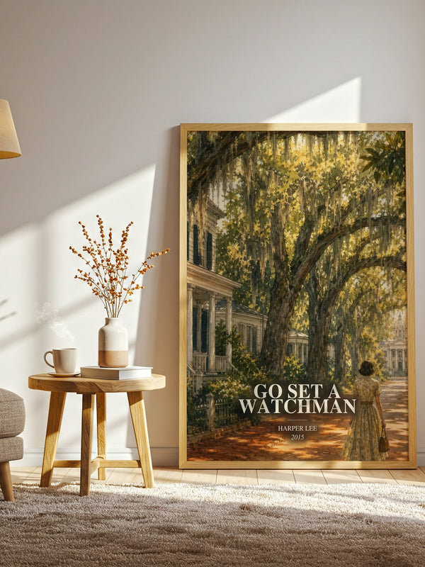 Go Set A Watchman watercolour print in frame leaning in hallway – literary fiction wall art