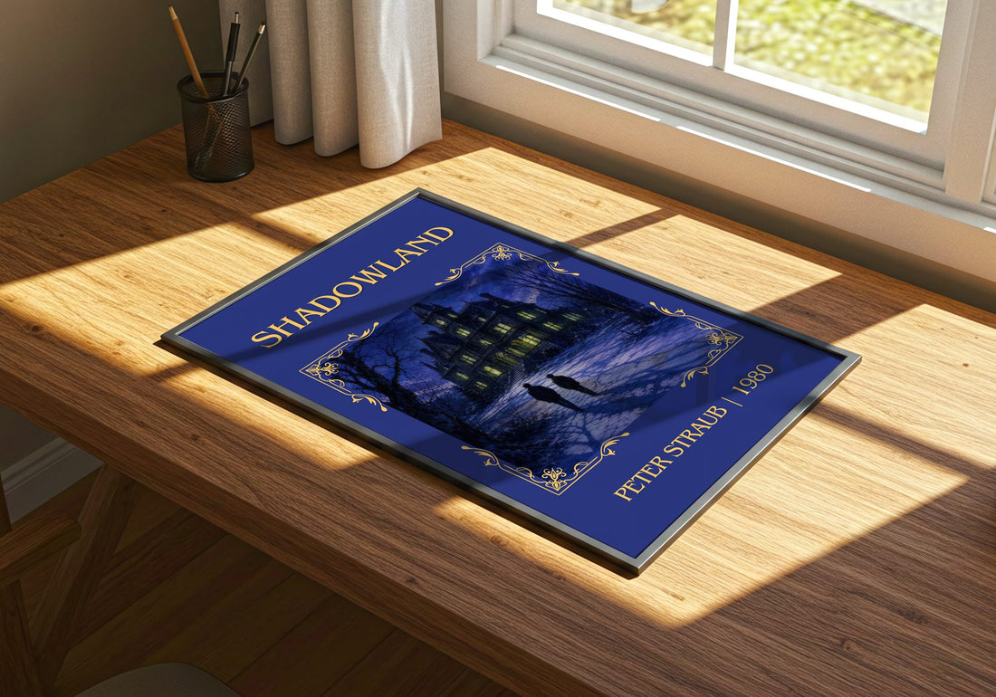 Shadowland Classic Book Art Print by Peter Straub – print on a sunlit desk