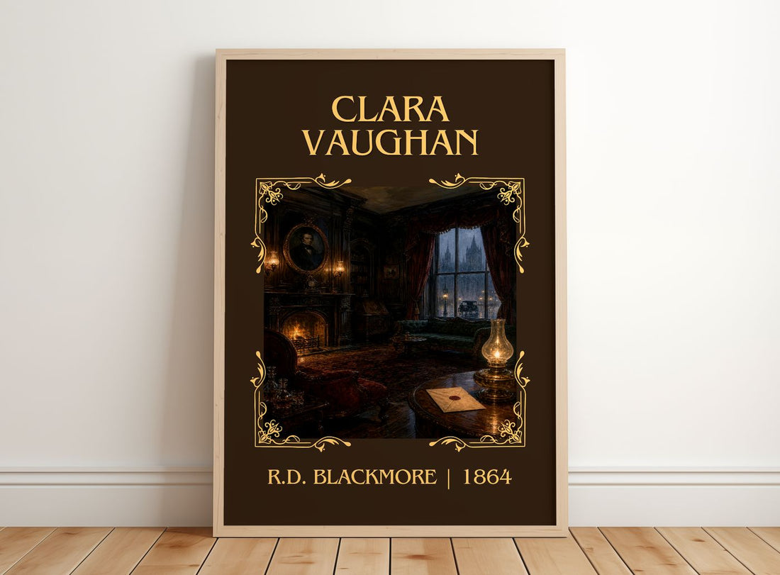 Clara Vaughan Classic Book Art Print by R.D. Blackmore – framed print leaning on a wooden floor