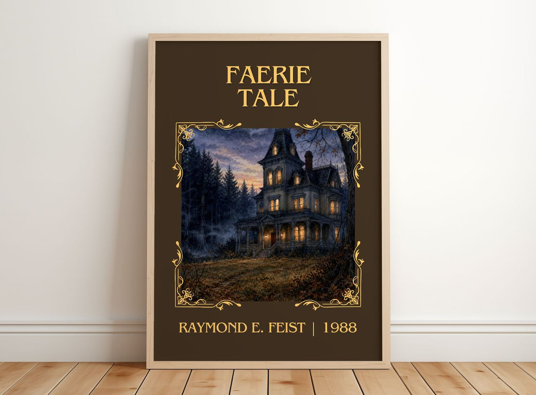 Faerie Tale Classic Book Art Print by Raymond E. Feist – framed print leaning on a wooden floor