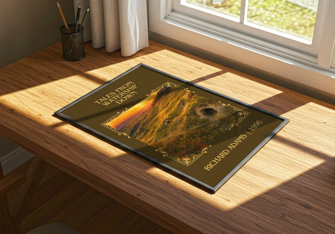 Tales From Watership Down Classic Book Art Print by Richard Adams – print on a sunlit desk