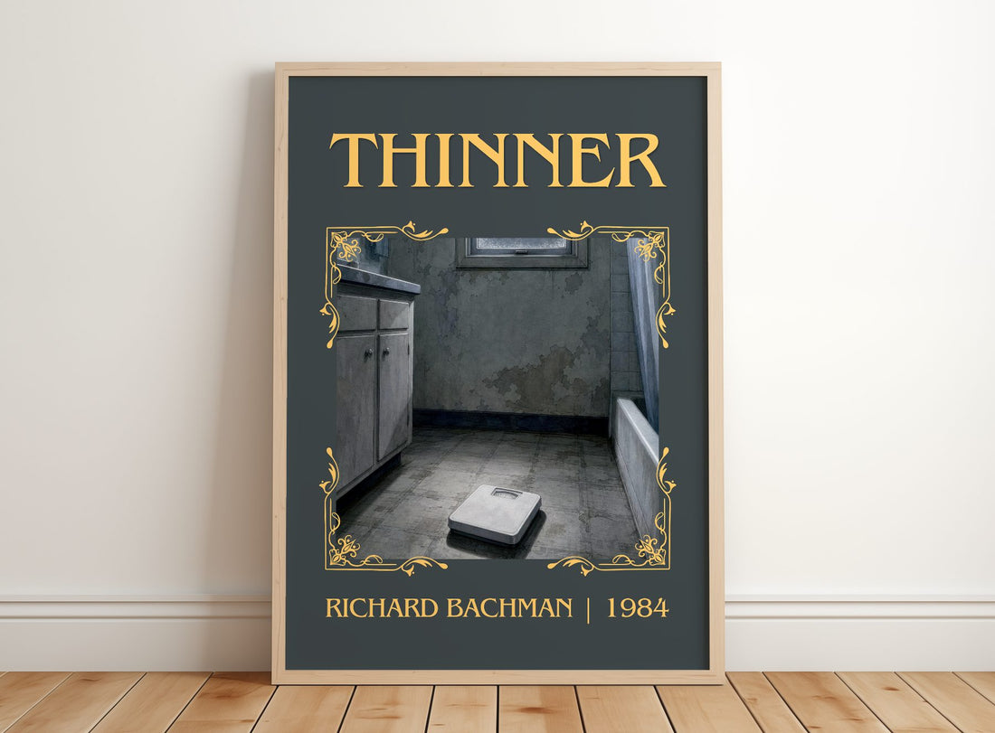 Thinner Classic Book Art Print by Richard Bachman – framed print leaning on a wooden floor
