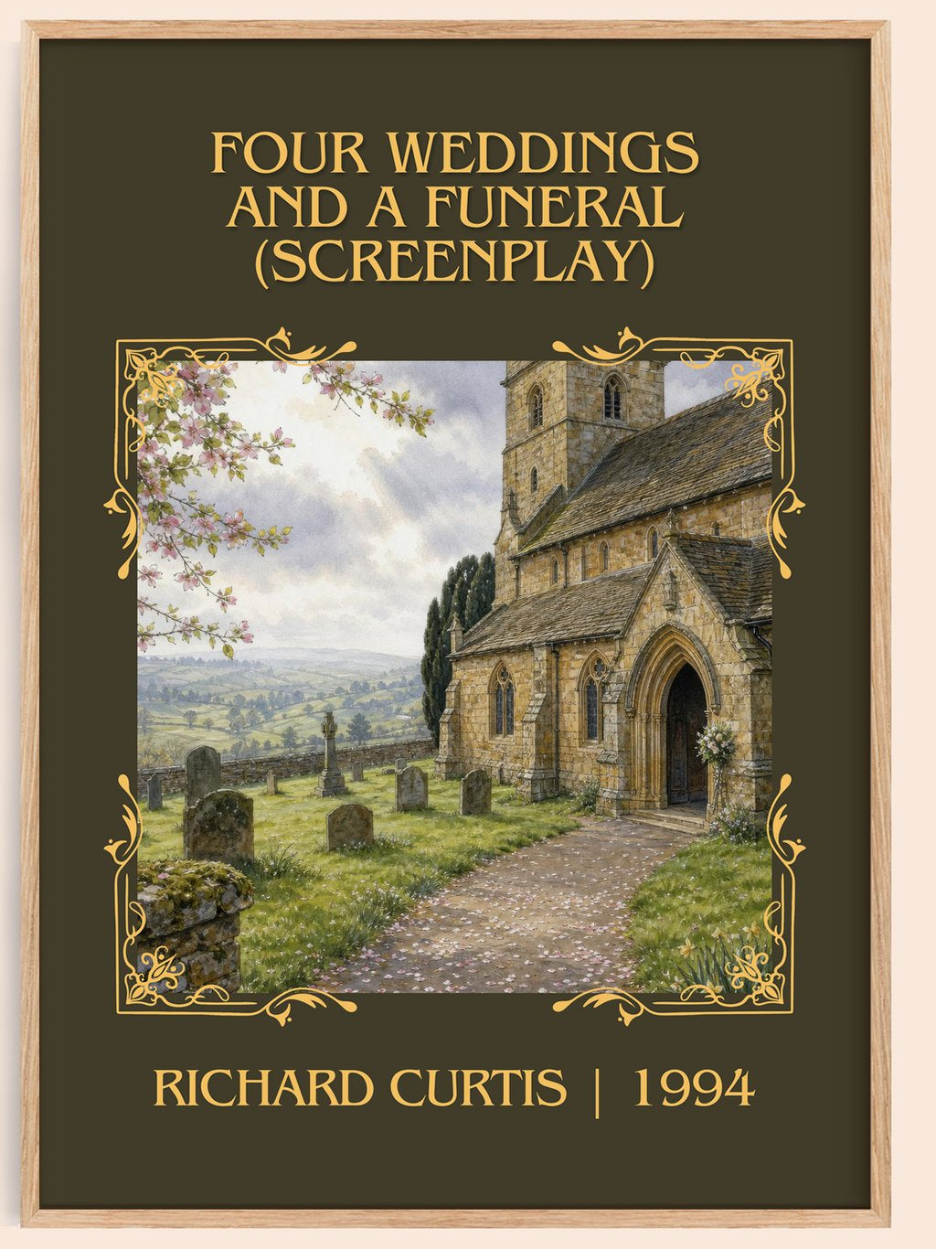 Four Weddings And A Funeral (Screenplay) Classic Book Art Print by Richard Curtis – book poster