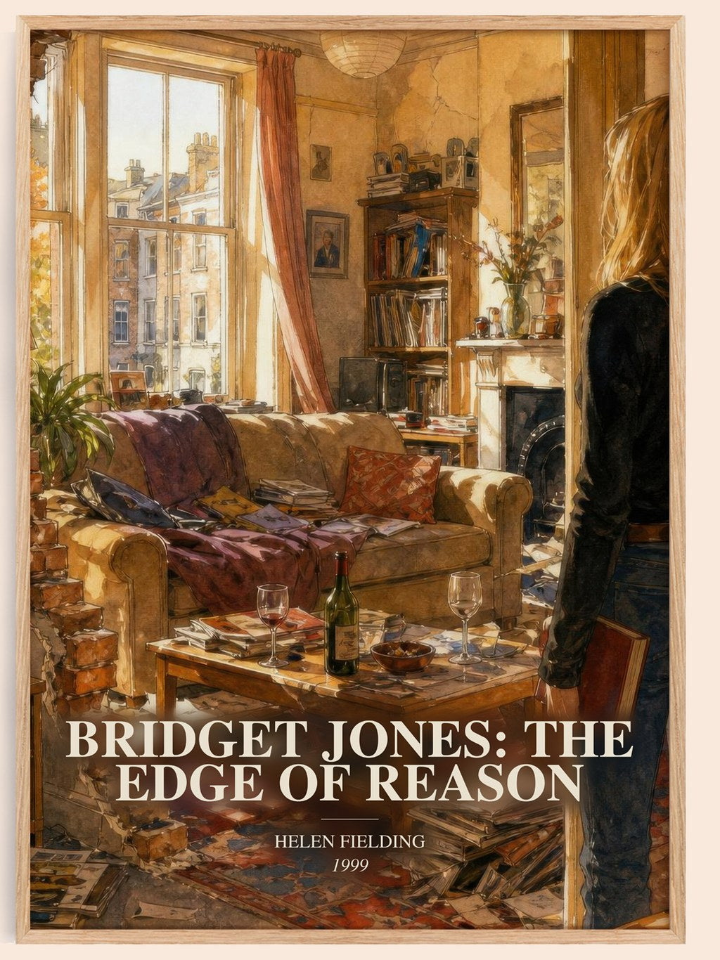 Bridget Jones: The Edge Of Reason watercolour book poster by Helen Fielding – framed literary art print