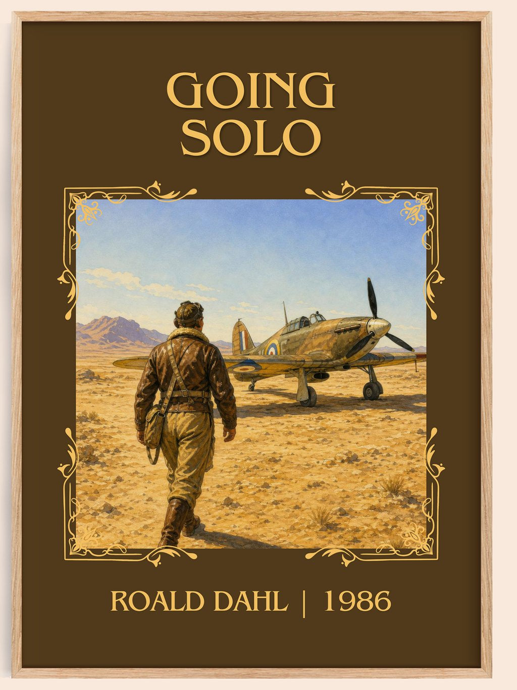 Going Solo Classic Book Art Print by Roald Dahl – book poster
