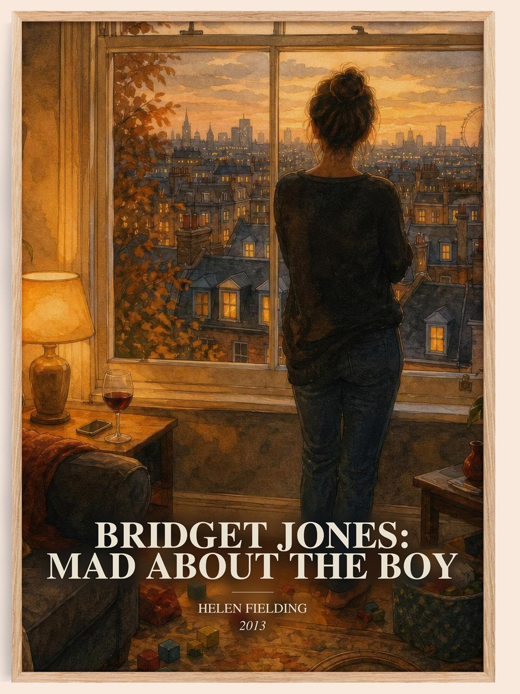 Bridget Jones: Mad About The Boy watercolour book poster by Helen Fielding – framed literary art print