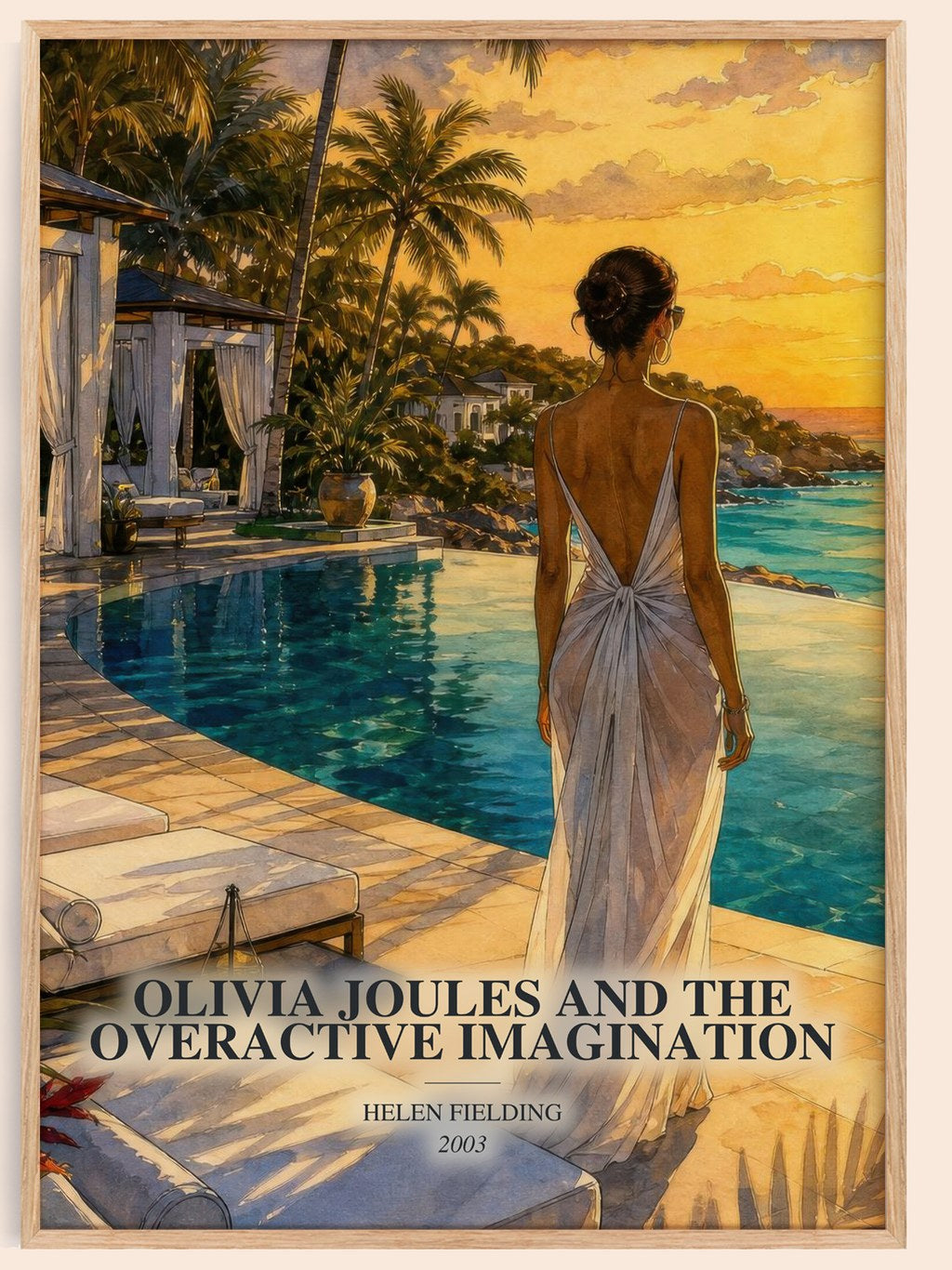 Olivia Joules And The Overactive Imagination watercolour book poster by Helen Fielding – framed literary art print