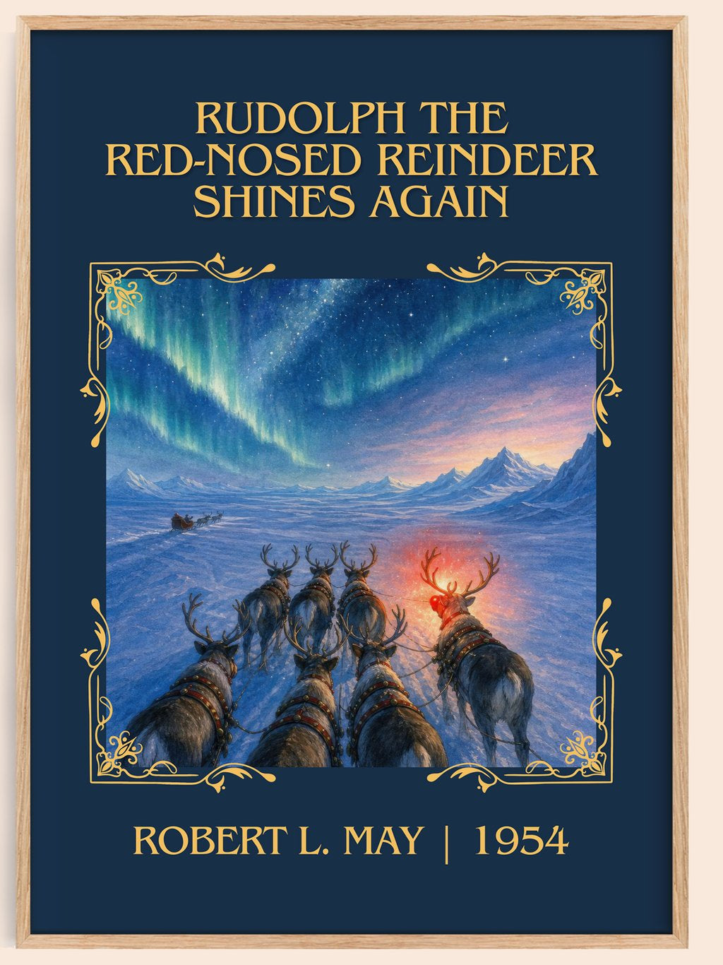 Rudolph The Red-Nosed Reindeer Shines Again Classic Book Art Print by Robert L. May – book poster