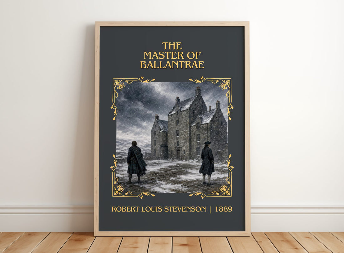 Master Of Ballantrae Classic Book Art Print by Robert Louis Stevenson – framed print leaning on a wooden floor