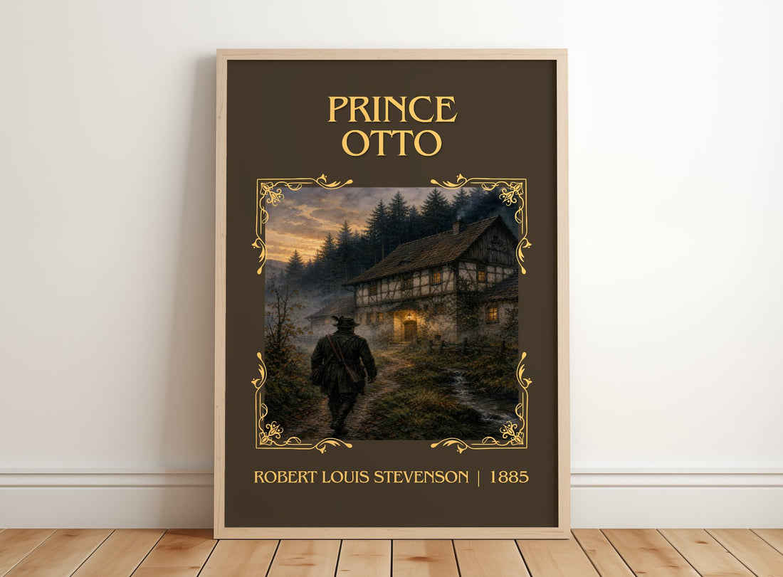 Prince Otto Classic Book Art Print by Robert Louis Stevenson – framed print leaning on a wooden floor