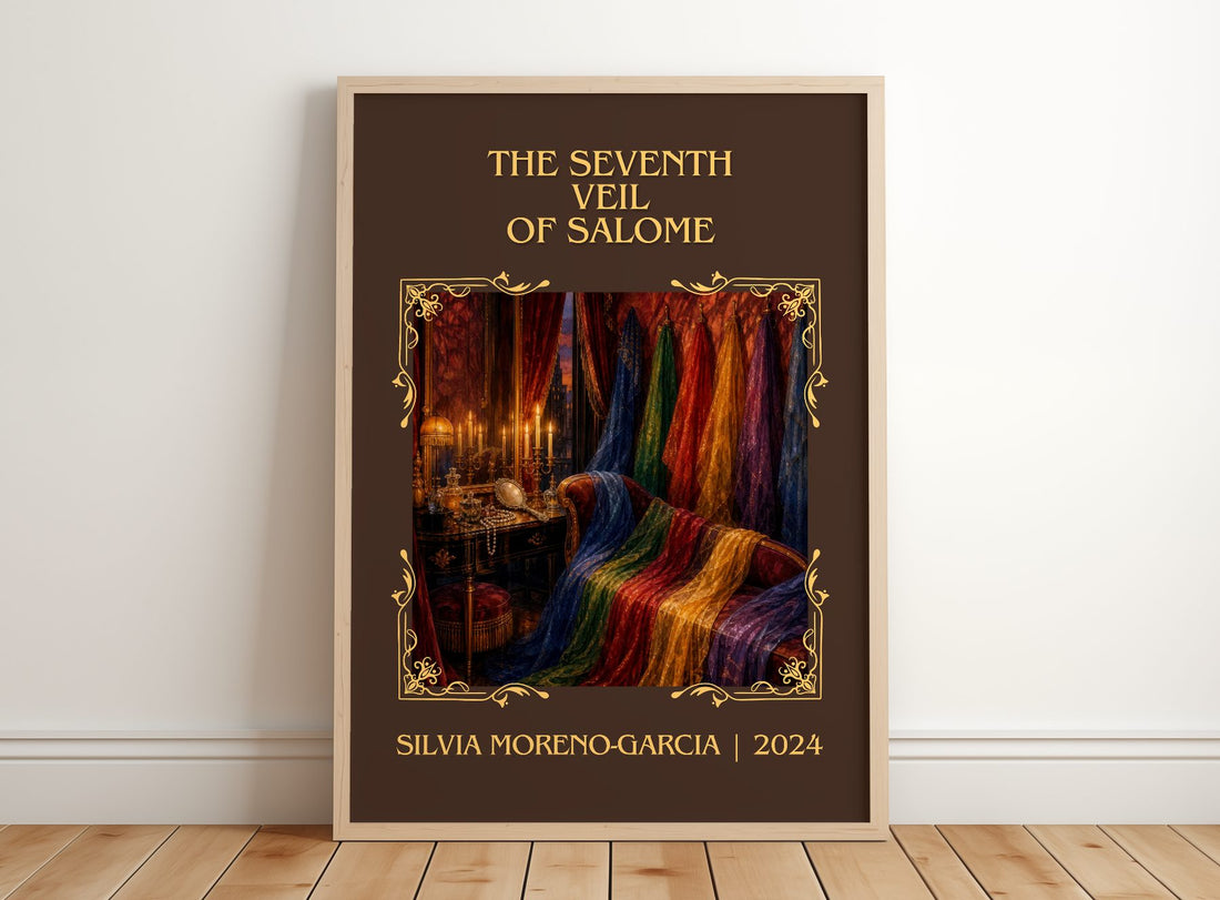 Seventh Veil Of Salome Classic Book Art Print by Silvia Moreno-Garcia – framed print leaning on a wooden floor