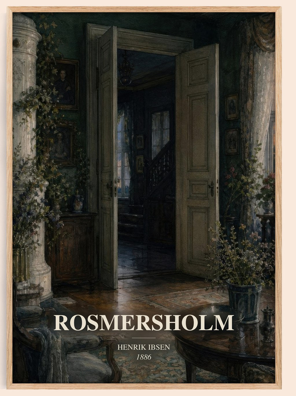 Rosmersholm watercolour book poster by Henrik Ibsen – framed literary art print