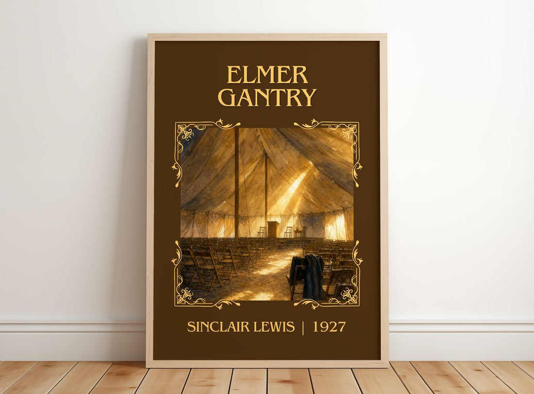 Elmer Gantry Classic Book Art Print by Sinclair Lewis – framed print leaning on a wooden floor