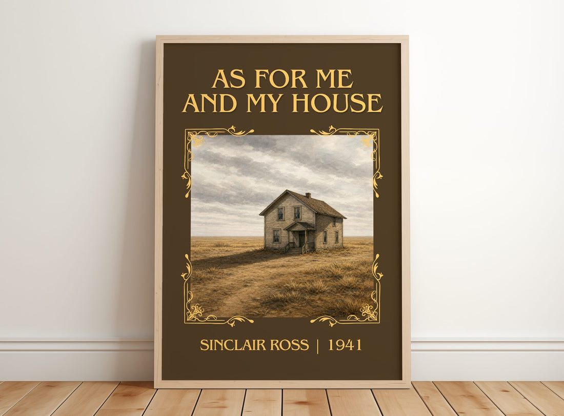As For Me And My House Classic Book Art Print by Sinclair Ross – framed print leaning on a wooden floor