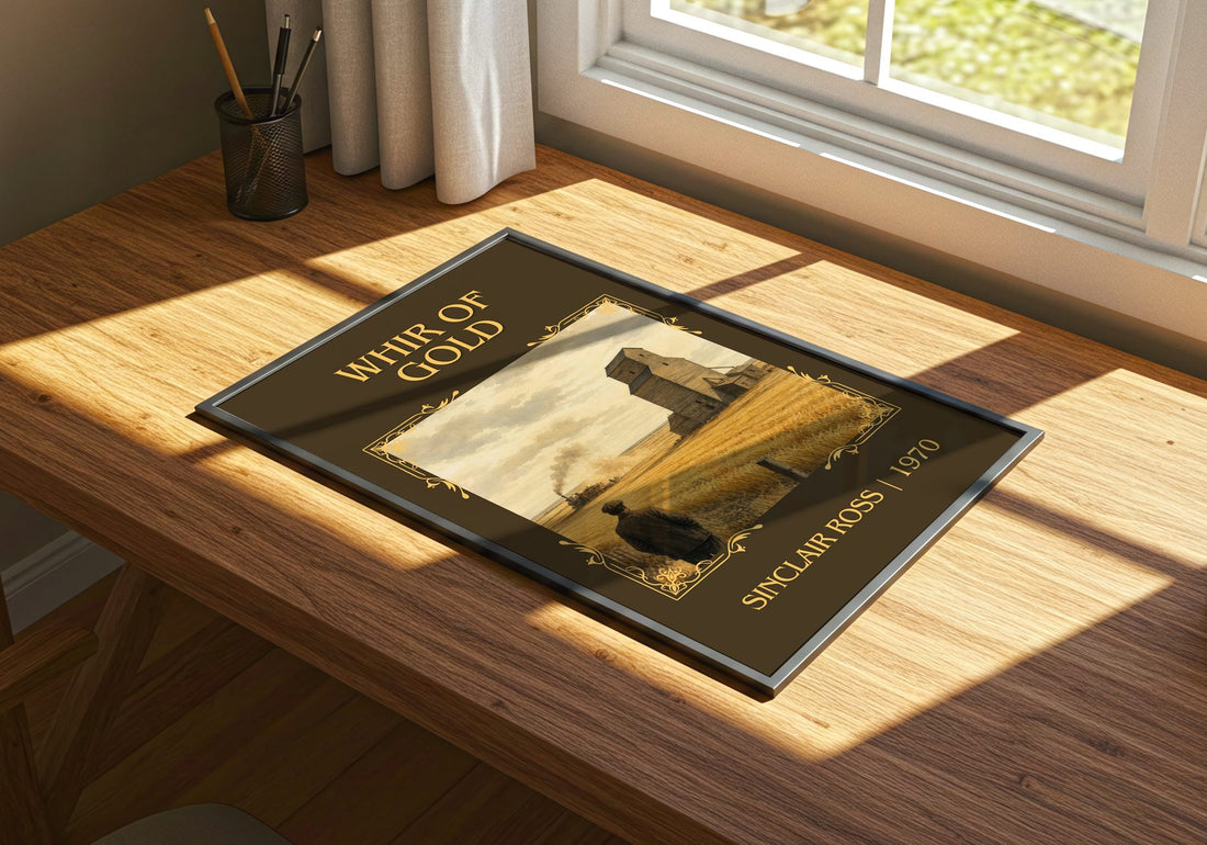 Whir Of Gold Classic Book Art Print by Sinclair Ross – print on a sunlit desk