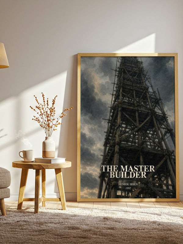 The Master Builder watercolour print in frame leaning in hallway – classic literature wall art