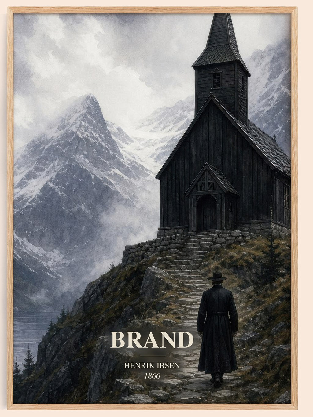 Brand watercolour book poster by Henrik Ibsen – framed literary art print