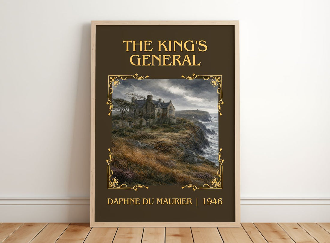 The King's General Classic Book Art Print by Daphne du Maurier – framed print leaning on a wooden floor