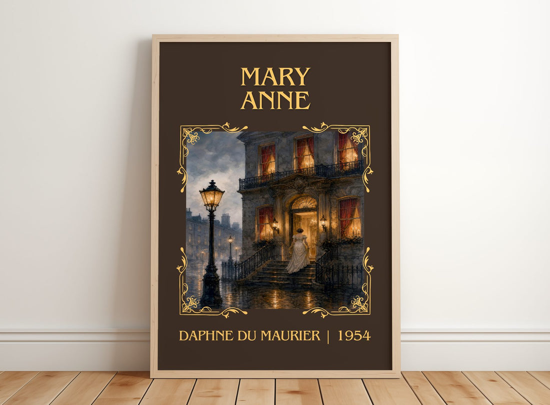 Mary Anne Classic Book Art Print by Daphne du Maurier – framed print leaning on a wooden floor