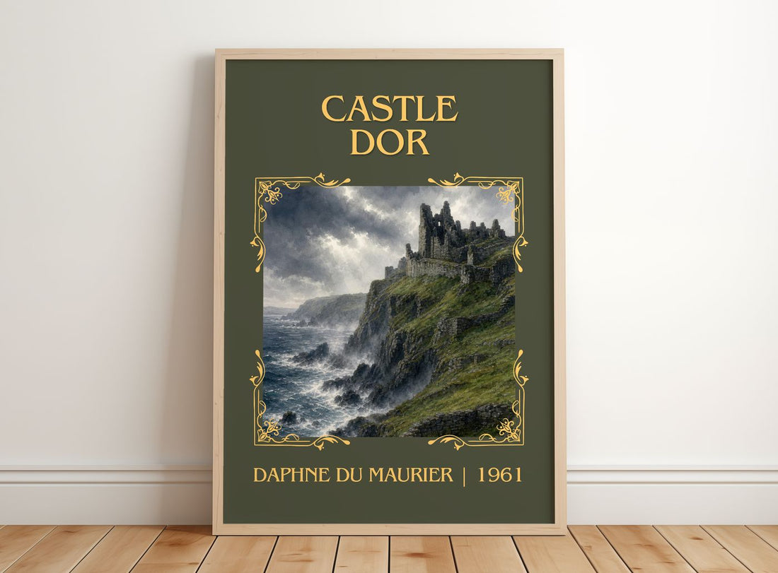 Castle Dor Classic Book Art Print by Daphne du Maurier – framed print leaning on a wooden floor