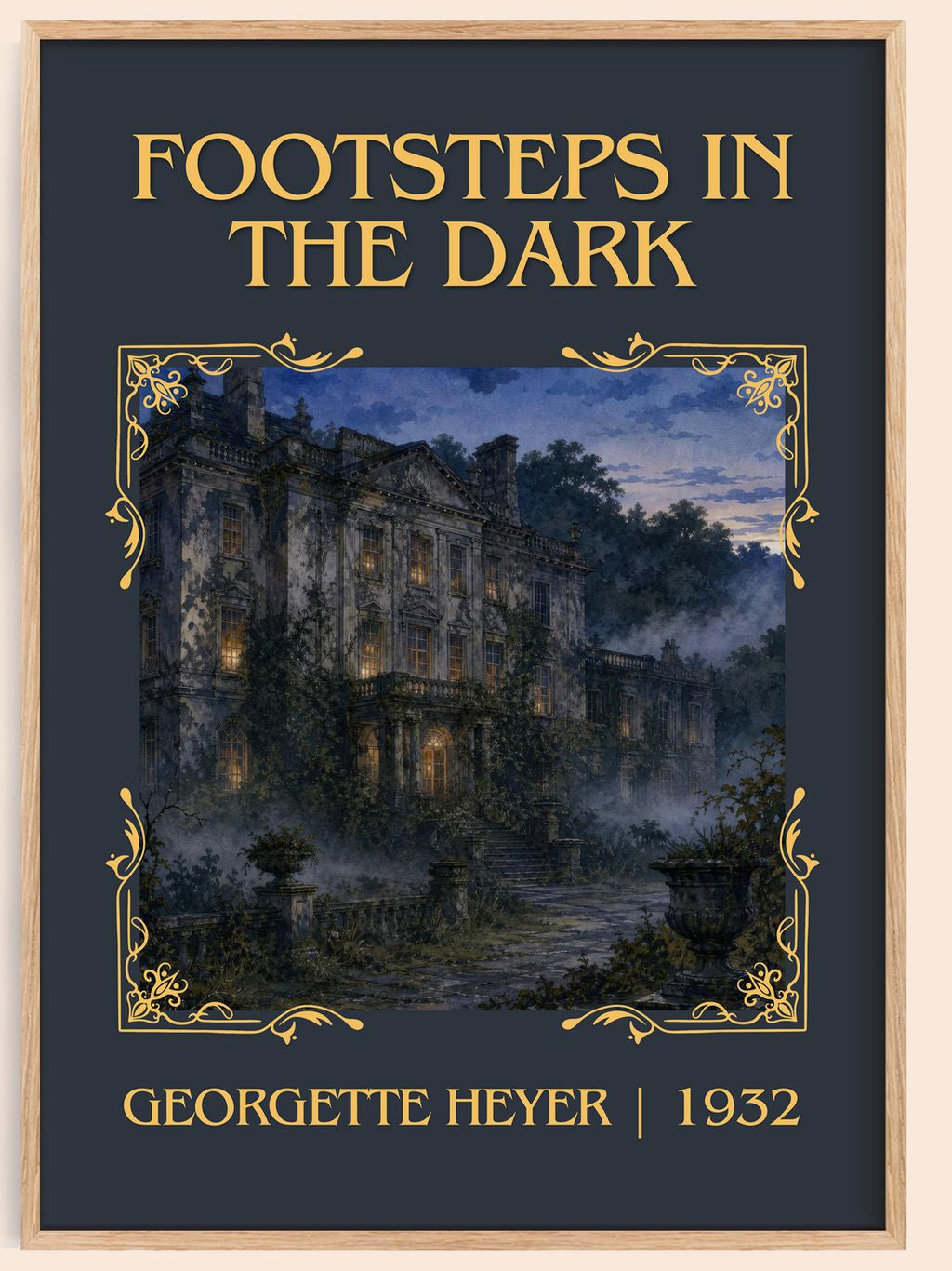Footsteps in the Dark Classic Book Art Print by Georgette Heyer – book poster