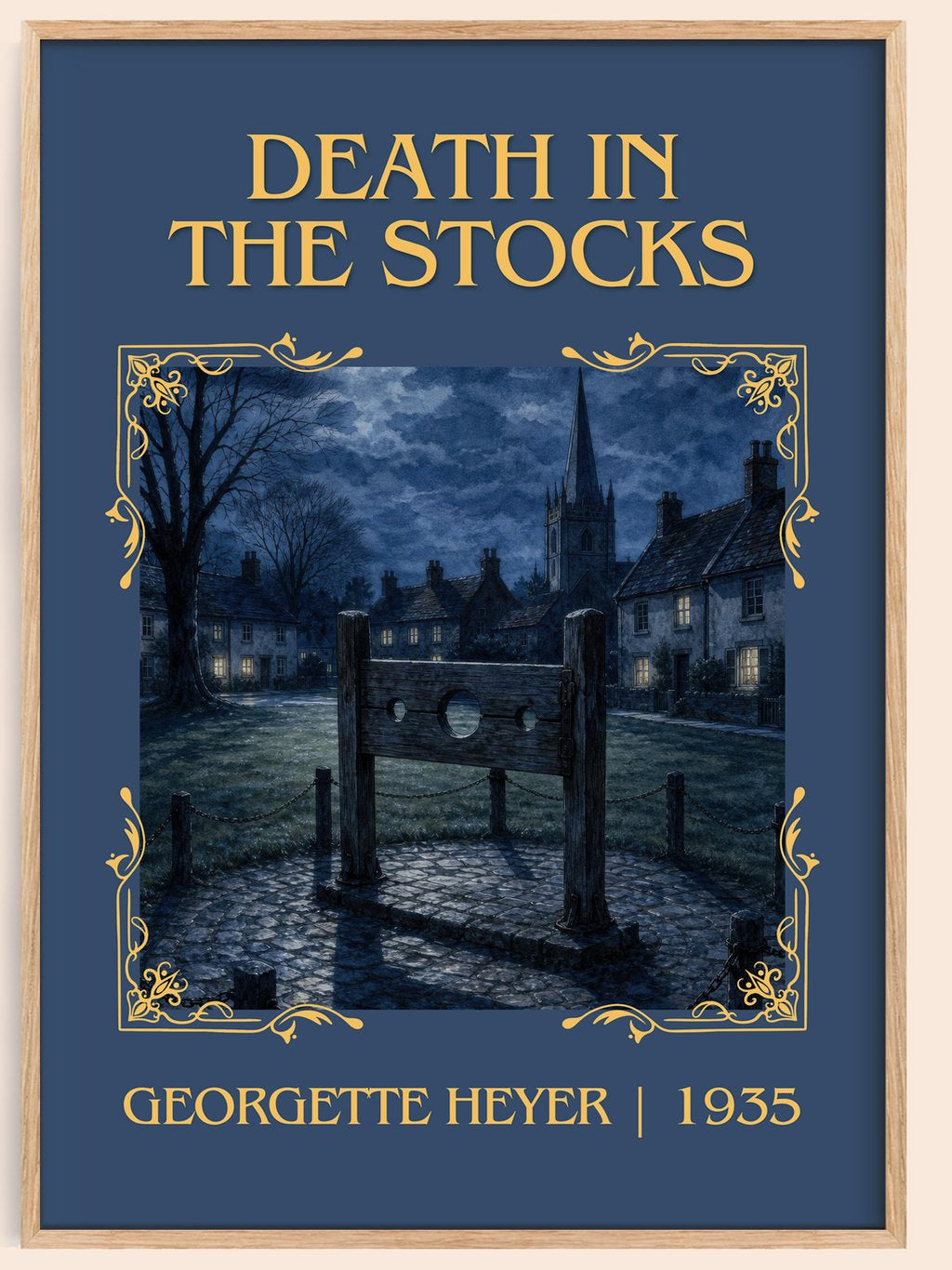 Death in the Stocks Classic Book Art Print by Georgette Heyer – book poster