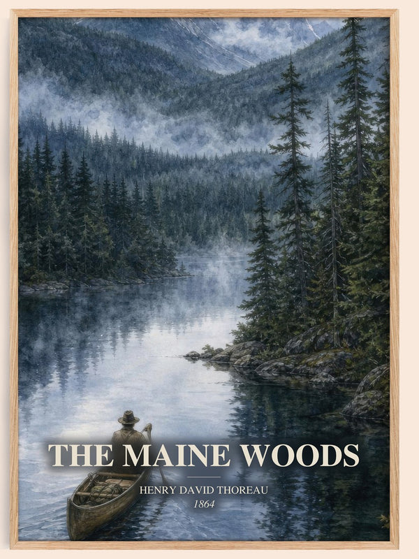 The Maine Woods watercolour book poster by Henry David Thoreau – framed literary art print