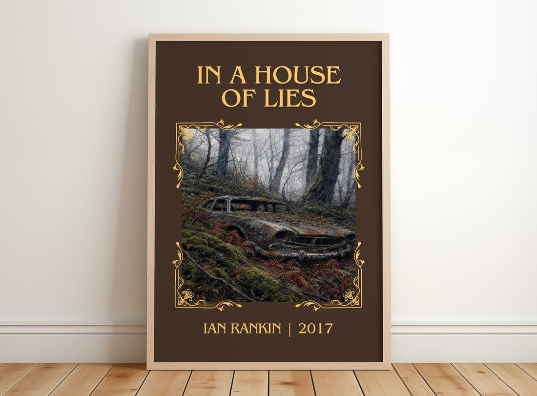 In a House of Lies Classic Book Art Print by Ian Rankin – framed print leaning on a wooden floor