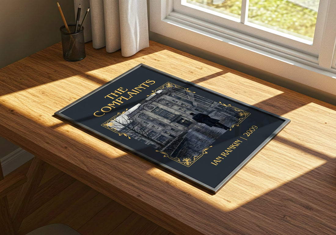 The Complaints Classic Book Art Print by Ian Rankin – print on a sunlit desk