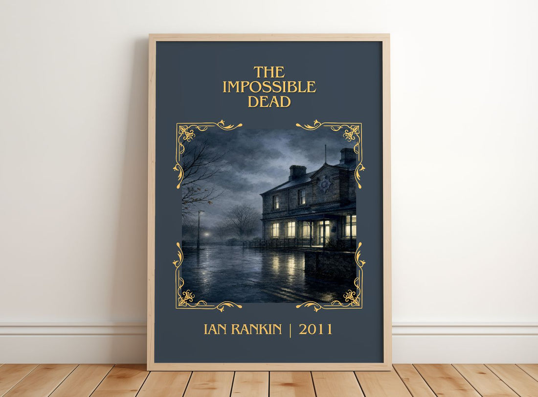 The Impossible Dead Classic Book Art Print by Ian Rankin – framed print leaning on a wooden floor