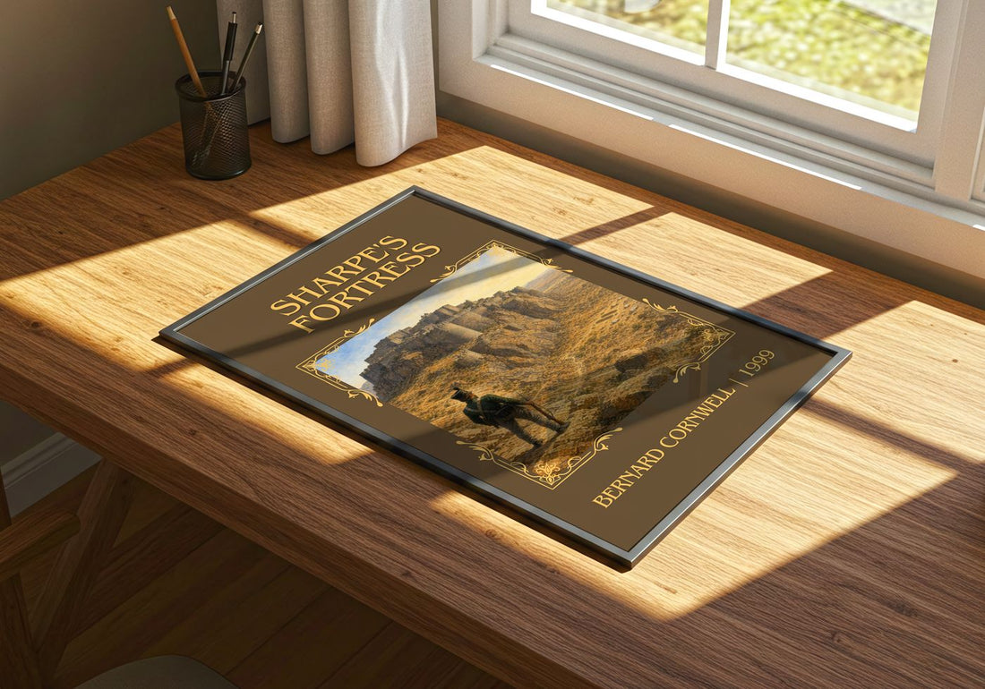Sharpe's Fortress Classic Book Art Print by Bernard Cornwell – print on a sunlit desk