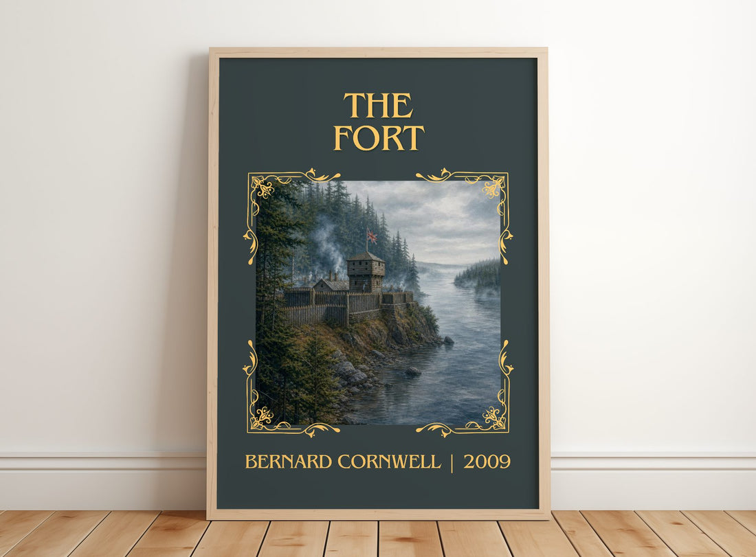The Fort Classic Book Art Print by Bernard Cornwell – framed print leaning on a wooden floor