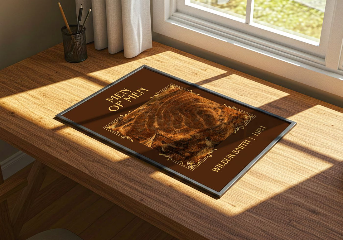 Men of Men Classic Book Art Print by Wilbur Smith – print on a sunlit desk