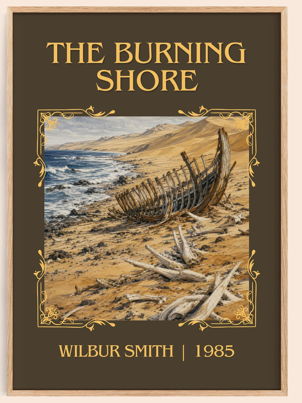 The Burning Shore Classic Book Art Print by Wilbur Smith – book poster