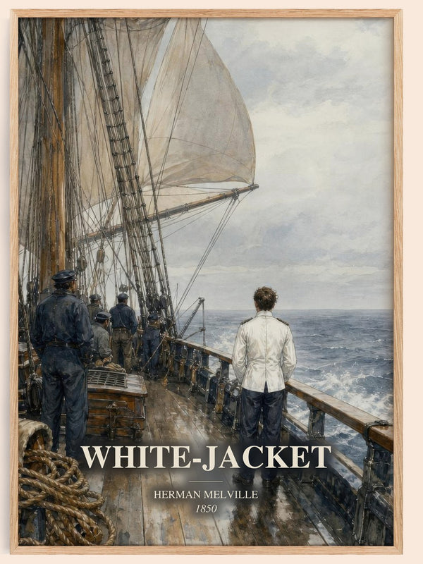 White-Jacket watercolour book poster by Herman Melville – framed literary art print