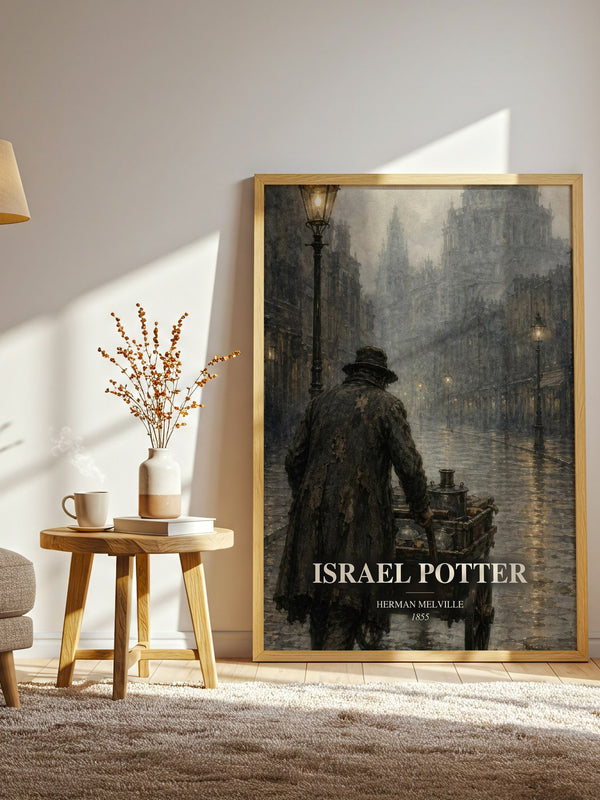 Israel Potter watercolour print in frame leaning in hallway – historical fiction wall art