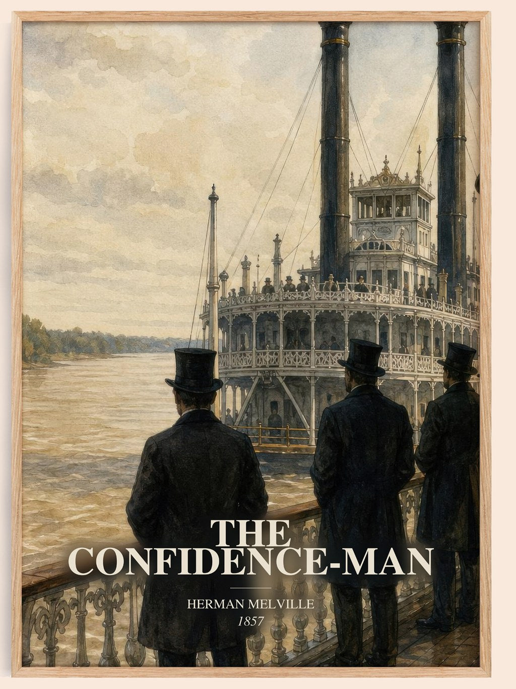 The Confidence-Man watercolour book poster by Herman Melville – framed literary art print