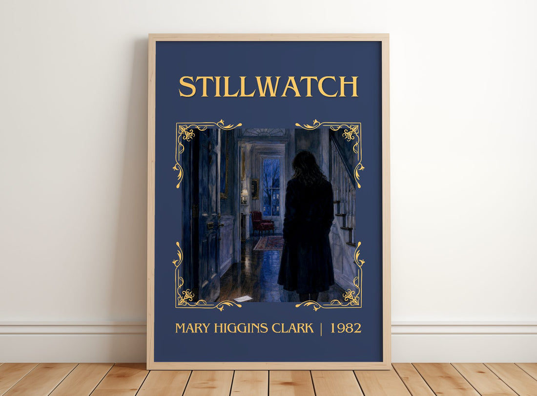 Stillwatch Classic Book Art Print by Mary Higgins Clark – framed print leaning on a wooden floor