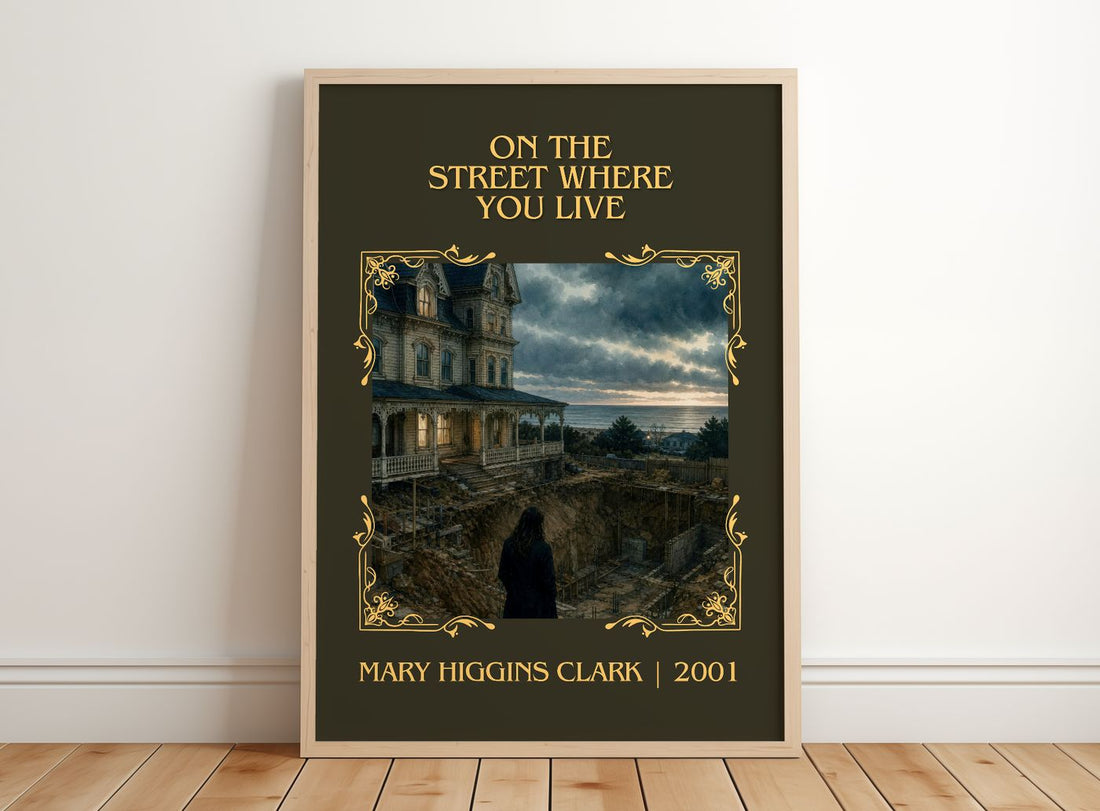 On the Street Where You Live Classic Book Art Print by M. Clark – framed print leaning on a wooden floor
