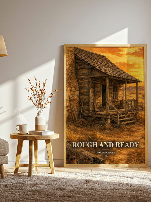 Rough And Ready watercolour print in frame leaning in hallway – childrens wall art