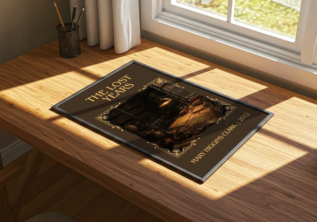 The Lost Years Classic Book Art Print by Mary Higgins Clark – print on a sunlit desk